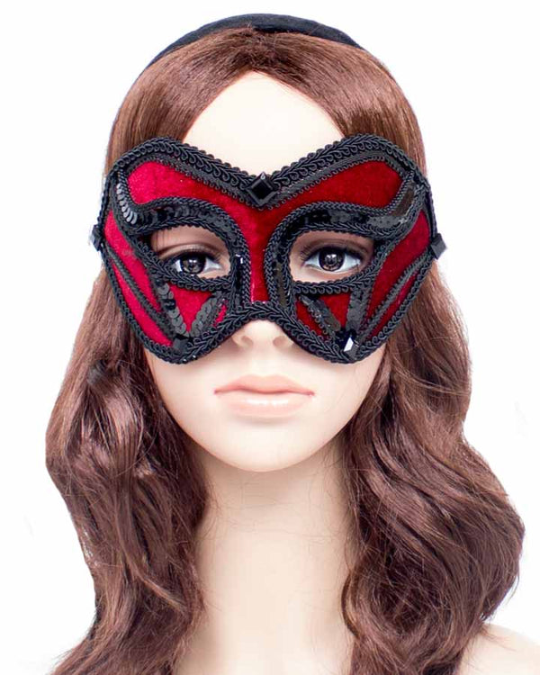 Burgundy Masquerade Mask With Black Trim