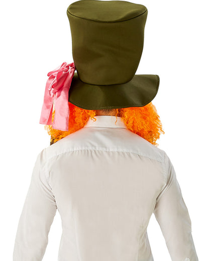 Mad Hatter Adult Hat Curly Orange Wig and Bow Tie Kit