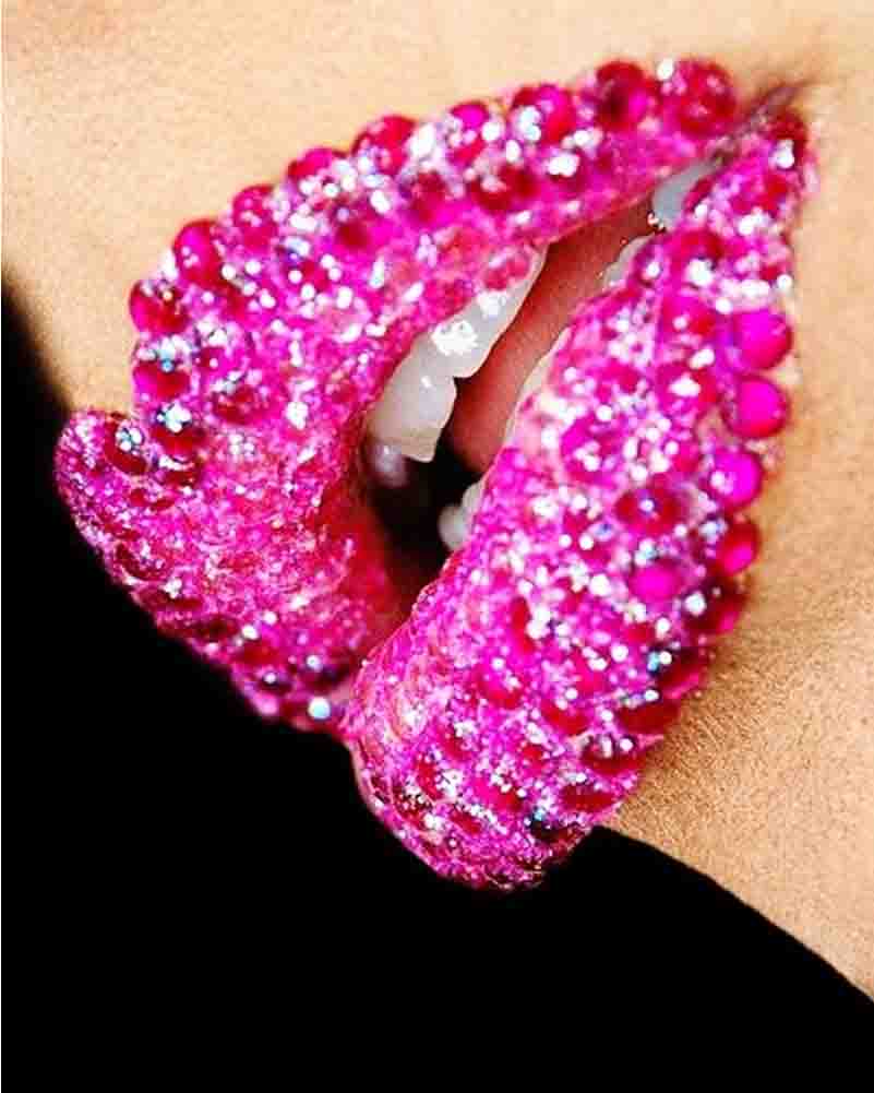 Dark Pink Magenta Kisses Lips