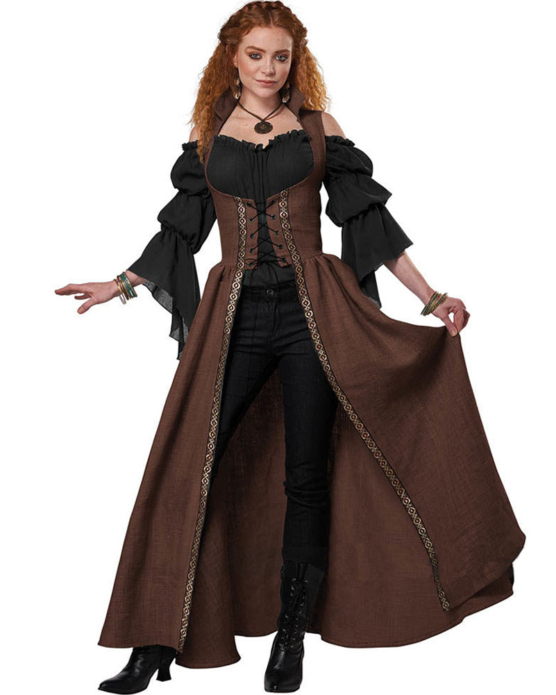 Medieval Overdress Brown Womens Costume