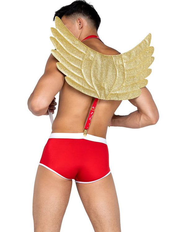 Mens Naughty Cupid Trunks Suspenders and Wings Set
