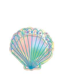 Mermaid Wishes 17cm Iridescent Shell Plates Pack of 8