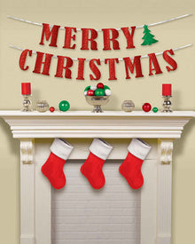 Merry Christmas Glittered Banner 3.6m