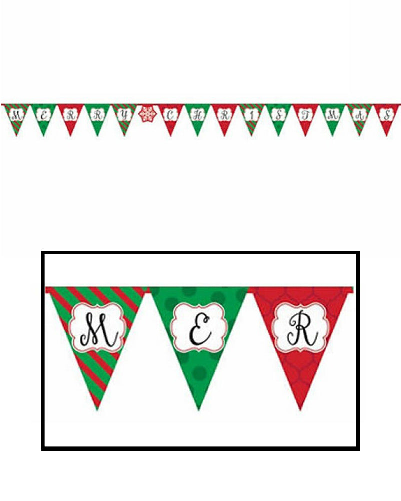 Merry Christmas Paper Pennant Banner 3.82m