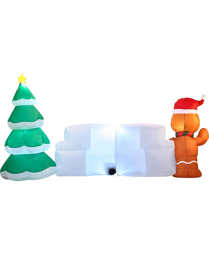 Merry Christmas Sign with Tree and Gingerbread Man Lawn Inflatable 3m
