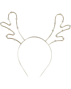 Christmas Metal Pearl Antlers Headband