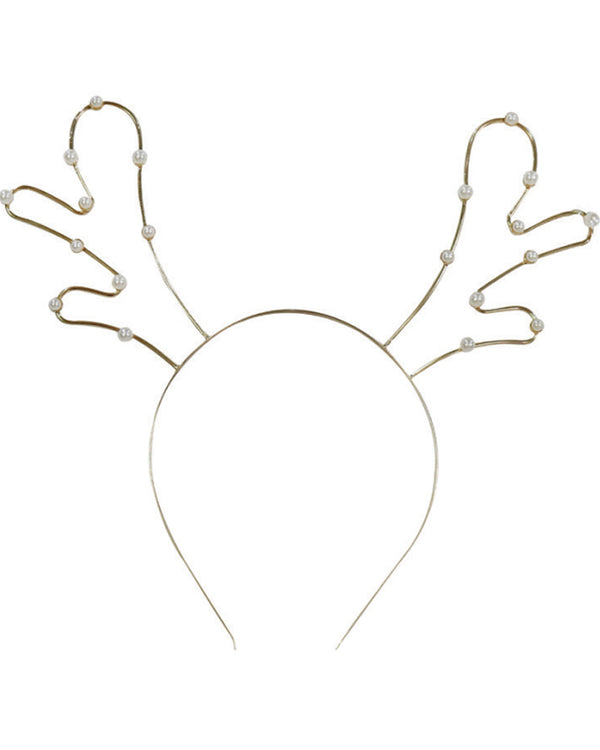 Christmas Metal Pearl Antlers Headband