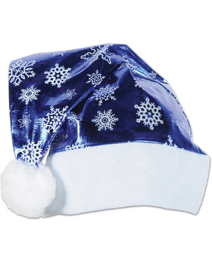 Christmas Metallic Blue Santa Hat