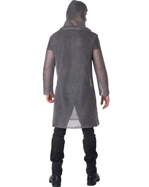 Metallic Knit Chainmail Tunic and Cowl Adult Costume