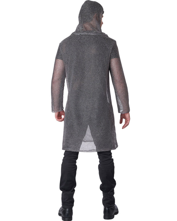 Metallic Knit Chainmail Tunic and Cowl Adult Costume