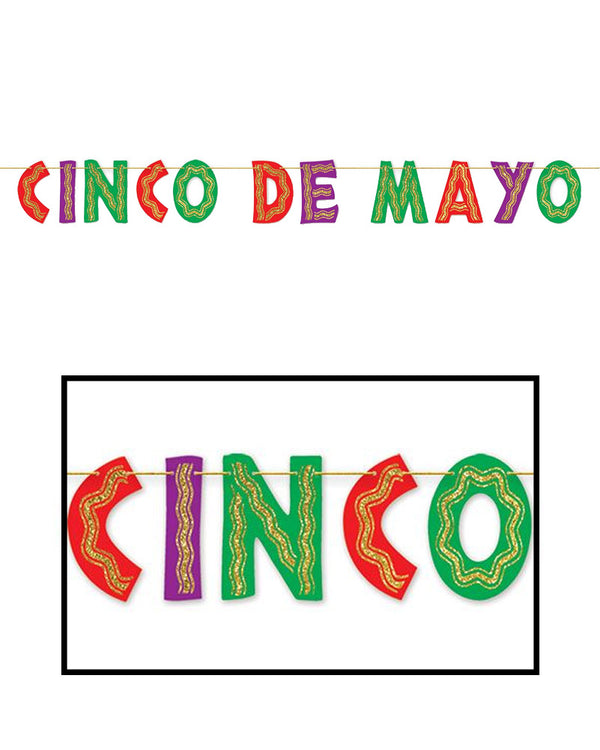 Mexican Fiesta Cinco De Mayo Glittered Streamer