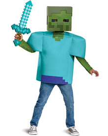 Minecraft Zombie Steve Classic Boys Halloween Costume