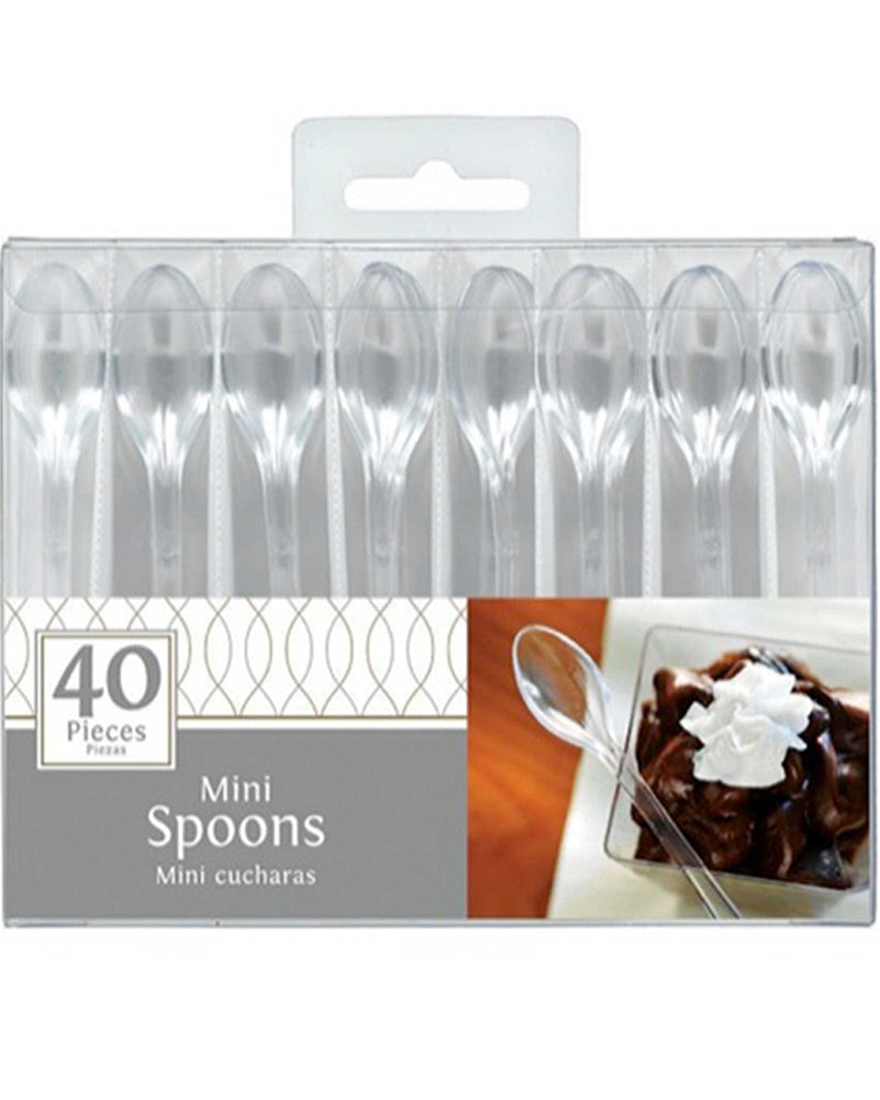 Clear 10cm Mini Plastic Spoons Pack of 40