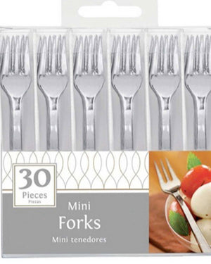 Mini Catering 10cm Silver Forks Pack of 30