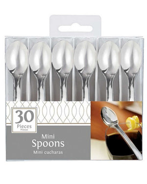 Christmas Mini Catering 10cm Silver Spoons Pack of 30