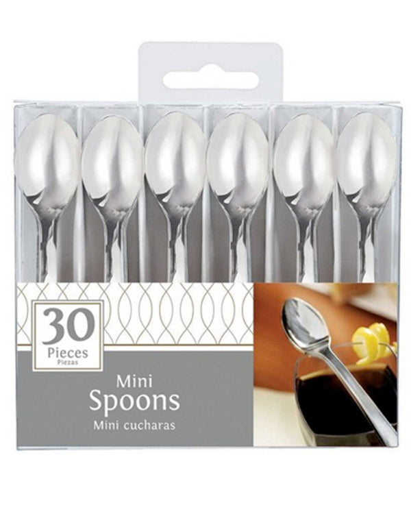 Christmas Mini Catering 10cm Silver Spoons Pack of 30
