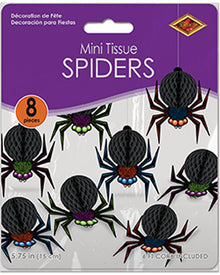 Mini Tissue Spiders Pack of 8 For Halloween