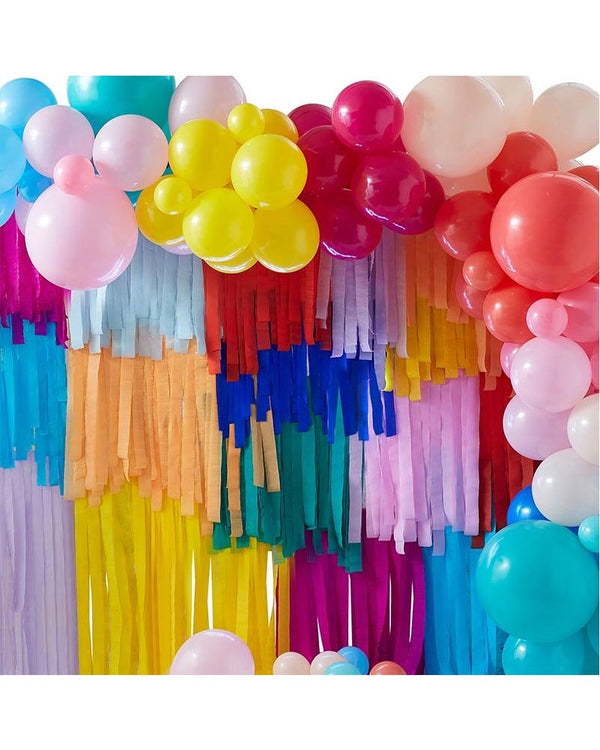Mix It Up Brights Layered Streamers and Balloon Arch Backdrop Kit