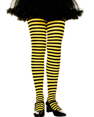 Black and Yellow Striped Girls Tights