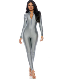 Mock Neck Titanium Jumpsuit Womens Halloween Costume