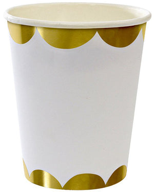 Gold 266ml Paper Cups Pack of 8