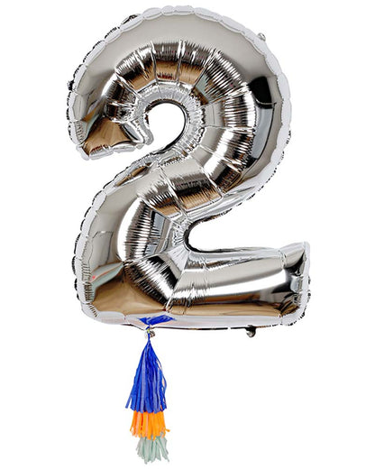 Fancy Number Two Silver Foil Balloon