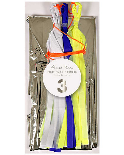Fancy Number Three Silver Foil Balloon