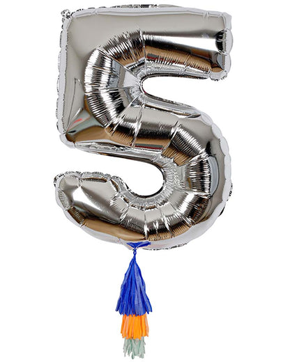Fancy Number Five Silver Foil Balloon
