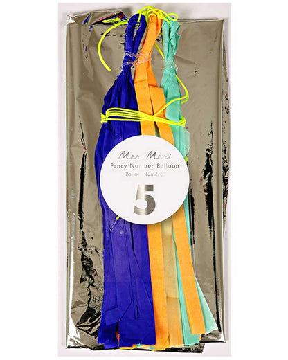 Fancy Number Five Silver Foil Balloon