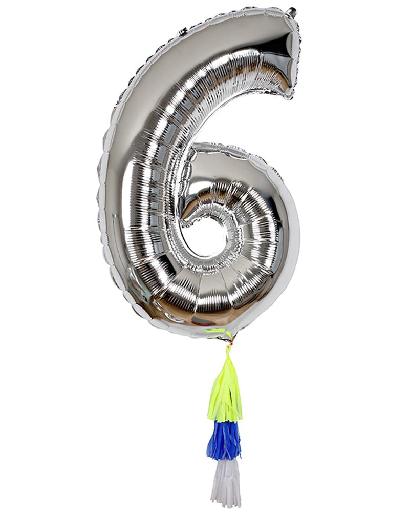Fancy Number Six Silver Foil Balloon