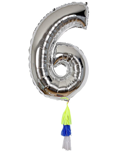 Fancy Number Six Silver Foil Balloon
