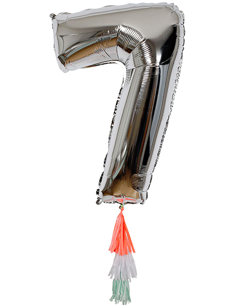 Fancy Number Seven Silver Foil Balloon