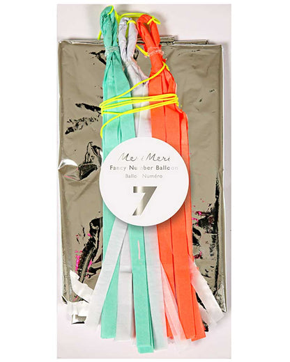Fancy Number Seven Silver Foil Balloon