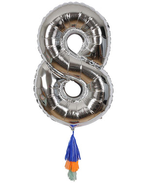 Fancy Number Eight Silver Foil Balloon