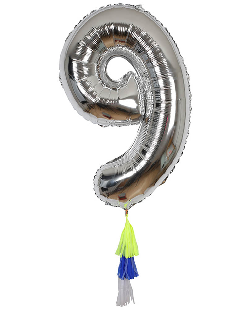 Fancy Number Nine Silver Foil Balloon