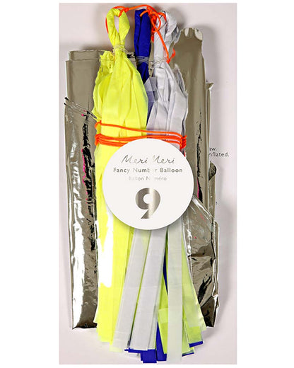 Fancy Number Nine Silver Foil Balloon