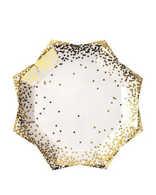Gold Confetti 23cm Plates Pack of 8