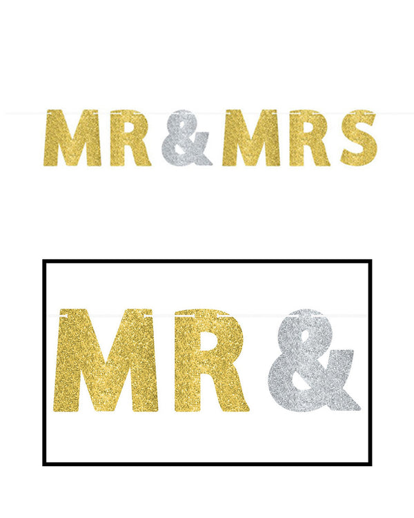 Mr and Mrs Glitter Paper Letter Banner
