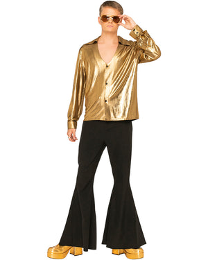 70s Mr Disco Golden Plus Size Mens Shirt
