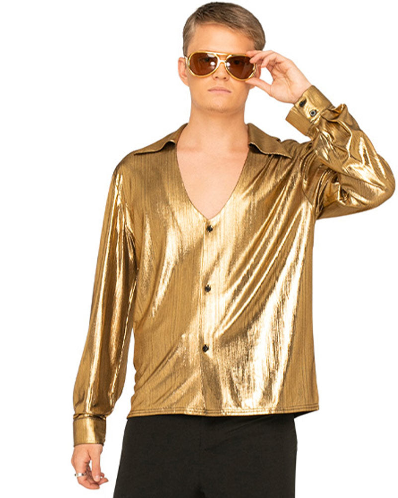 70s Mr Disco Golden Plus Size Mens Shirt