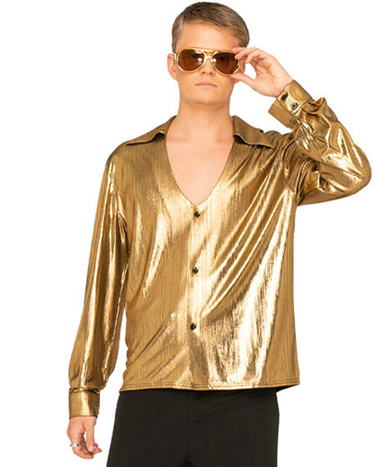 70s Mr Disco Golden Plus Size Mens Shirt
