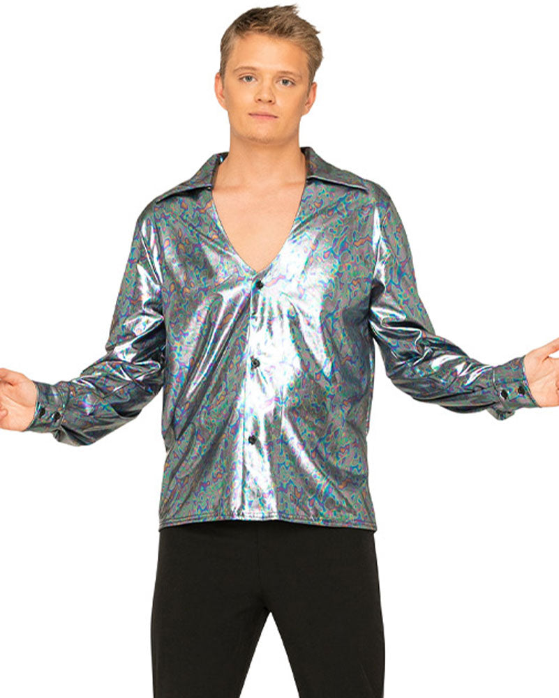 70s Mr Disco Holographic Plus Size Mens Shirt