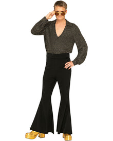 70s Mr Disco Black Shimmer Mens Shirt