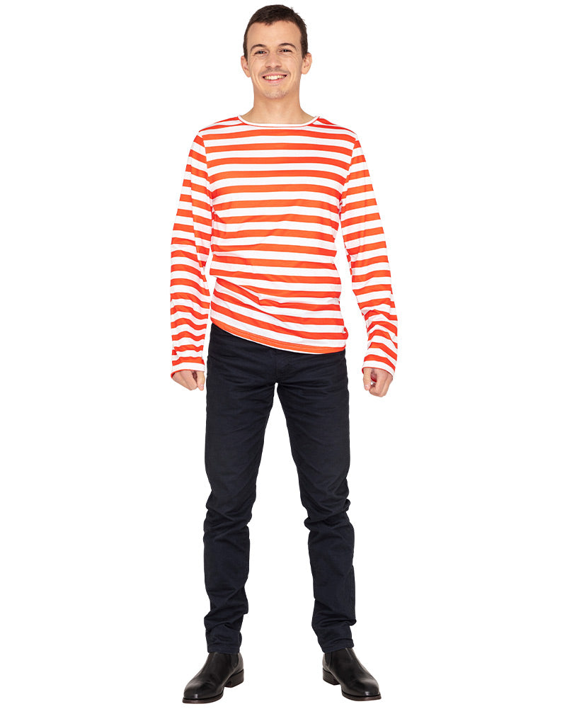 Multi Character Red and White Striped Plus Size Shirt