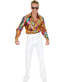 70s Multi Colour Glitter Mens Shirt