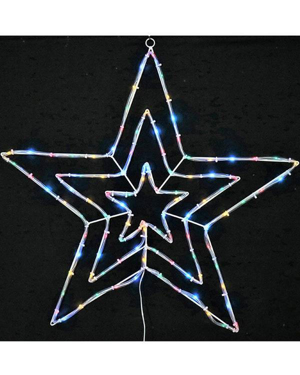Christmas Solar Multi-Coloured Flashing 3-In-1 Star Tubelight 70cm