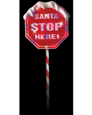 Christmas Multi-Coloured Solar Santa Stop Here Sign 1.1m