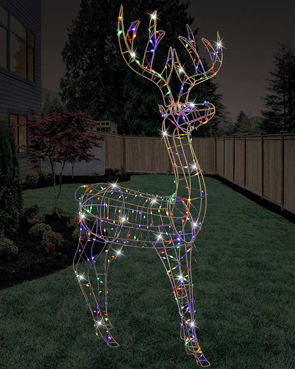 Multi-Coloured Standing Reindeer Flashing Christmas LED with Flex Cable 1.1m