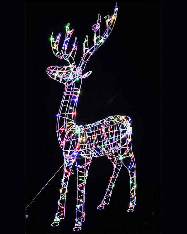 Multi-Coloured Standing Reindeer Flashing Christmas LED with Flex Cable 1.1m