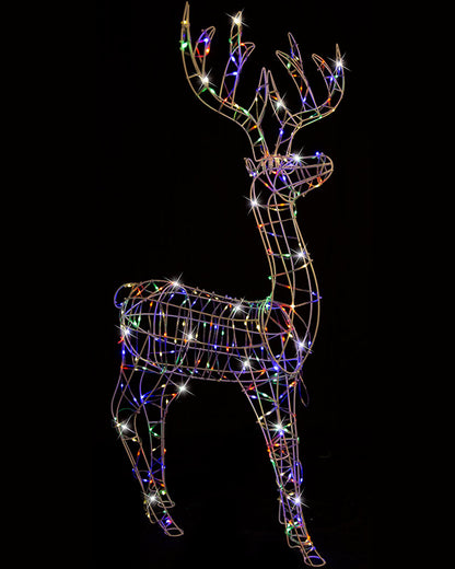 Multi-Coloured Standing Reindeer Flashing Christmas LED with Flex Cable 1.1m